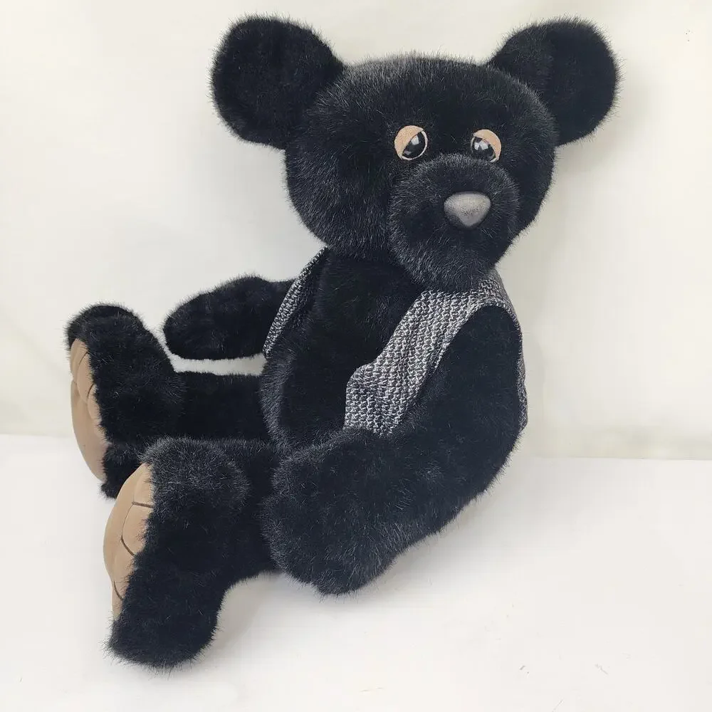 OOAK Artist Signed Ben's Bears by Ben Raffle Charlie Jointed Black w Leather 21